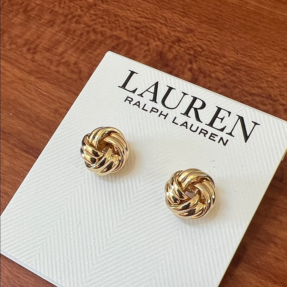 Lauren Ralph Lauren Knot Stud Earrings Gold - Picture 6 of 6